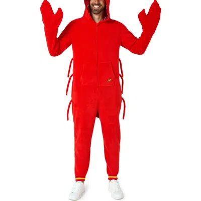 Opposuits Lobster Hooded Fleece Costume Jumpsuit In Red