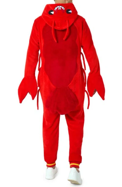 Opposuits Lobster Hooded Fleece Costume Jumpsuit In Red