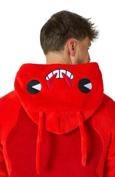 Opposuits Lobster Hooded Fleece Costume Jumpsuit In Red