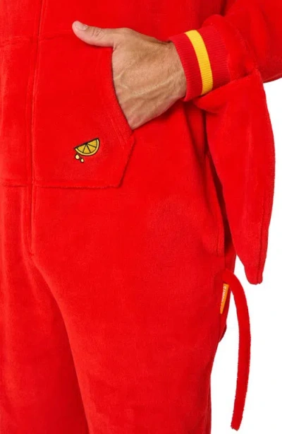 Opposuits Lobster Hooded Fleece Costume Jumpsuit In Red