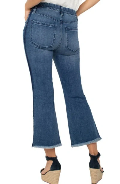 Shop Liverpool Los Angeles Gia Glider Frayed Side Stripe Pull-on Crop Flare Jeans In Tacoma