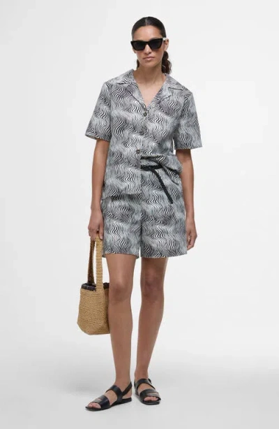 Barbour Romy Short Sleeve Button-up Shirt In Monochrome Print