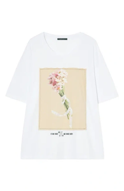 Marina Rinaldi Fennec Graphic T-shirt In Optical White
