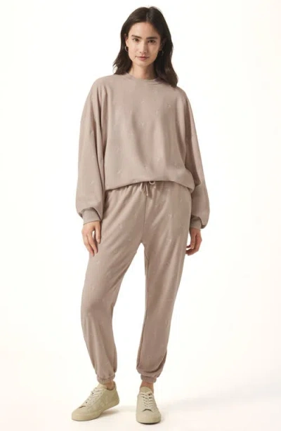 Splendid Elise Floral Embroidered Joggers In Fawn Floral