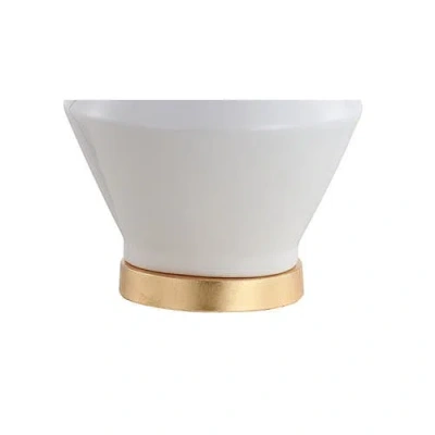 Jonathan Y Alba 29" Geometric Ceramic/metal Led Table Lamp In White/gold Leaf