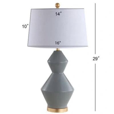 Jonathan Y Alba 29" Geometric Ceramic/metal Led Table Lamp In Gray