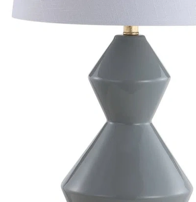 Jonathan Y Alba 29" Geometric Ceramic/metal Led Table Lamp In Gray