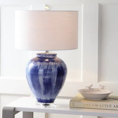 Jonathan Y Wayland 26" Ceramic Led Table Lamp, Seaside Blue In Seaside Blue