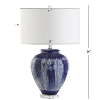 Jonathan Y Wayland 26" Ceramic Led Table Lamp, Seaside Blue In Seaside Blue