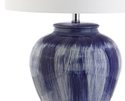 Jonathan Y Wayland 26" Ceramic Led Table Lamp, Seaside Blue In Seaside Blue