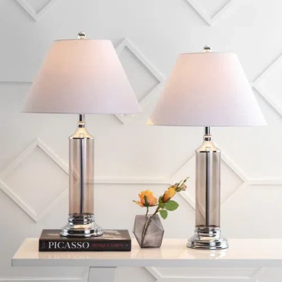 Jonathan Y Astor 29" Glass Led Table Lamp In Smoked Gray