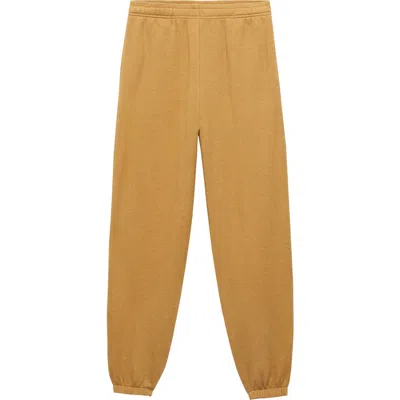 Mango Stretch Cotton Fleece Joggers In Ochre
