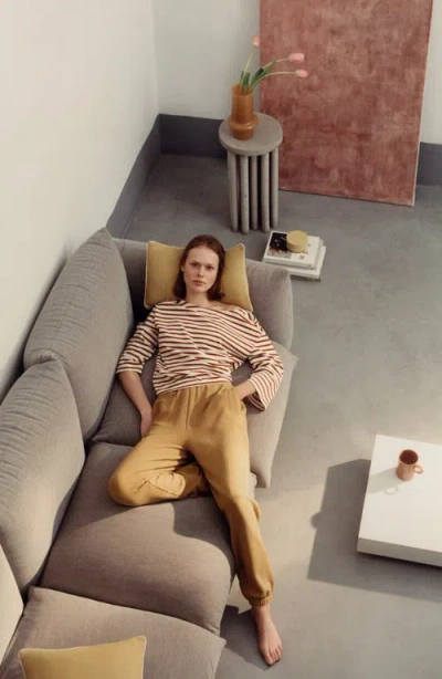 Mango Stretch Cotton Fleece Joggers In Ochre