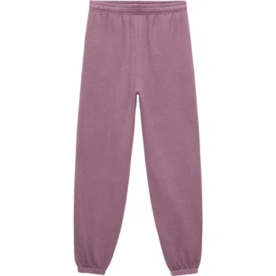 Mango Stretch Cotton Fleece Joggers In Purple