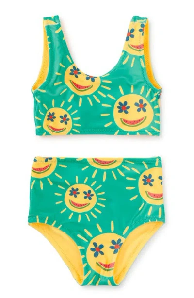 Tea Collection Reversible Swimsuit Set In Smiley Sun