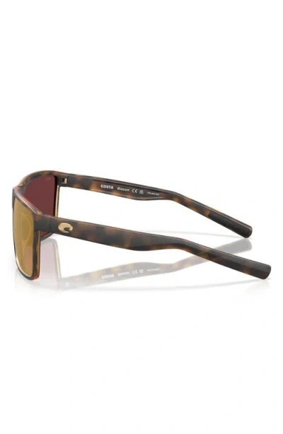 Costa Del Mar 63mm Polarized Oversize Square Sunglasses In Matte Tortoise/gold 580g