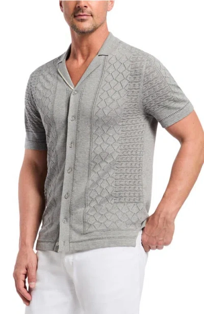 Robert Graham Delmar Pointelle Cotton Button-up Sweater In Grey