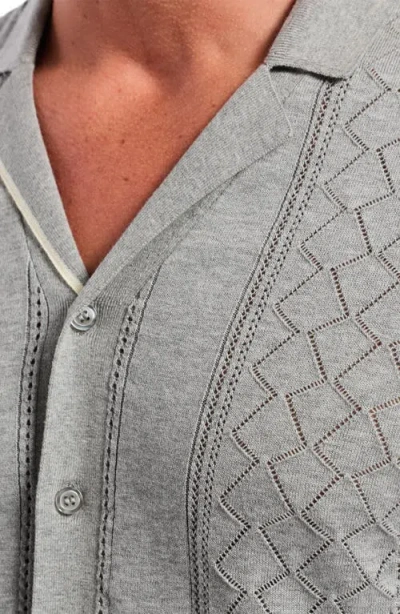 Robert Graham Delmar Pointelle Cotton Button-up Sweater In Grey