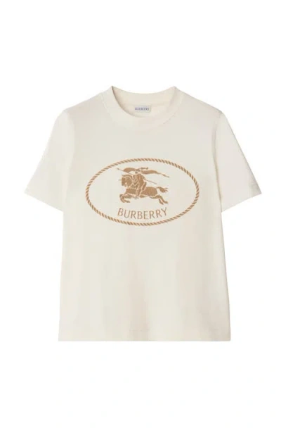 Burberry T-shirt In Cotone Con Knight Stamp In Chalk