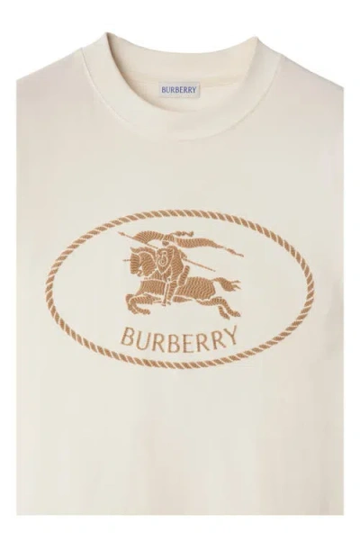 Burberry T-shirt In Cotone Con Knight Stamp In Chalk