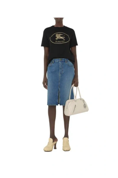 Burberry Black T-shirt With Equestrian Knight Design