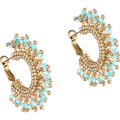 Shop Deepa Gurnani Sierra Hoop Earrings In Turquoise