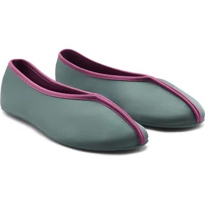 Shop Mango Satin Ballerina Flat In Mint Green
