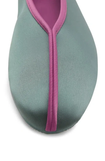 Mango Satin Ballerina Flat In Mint Green