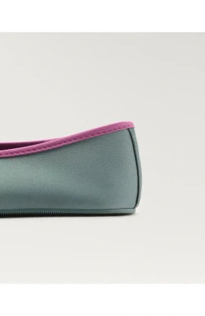 Mango Satin Ballerina Flat In Mint Green