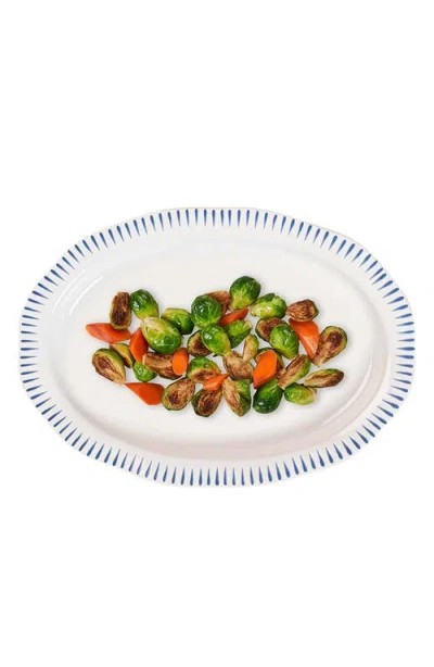 Juliska Sitio Stripe 17-inch Platter In Whitewash/delft Blue
