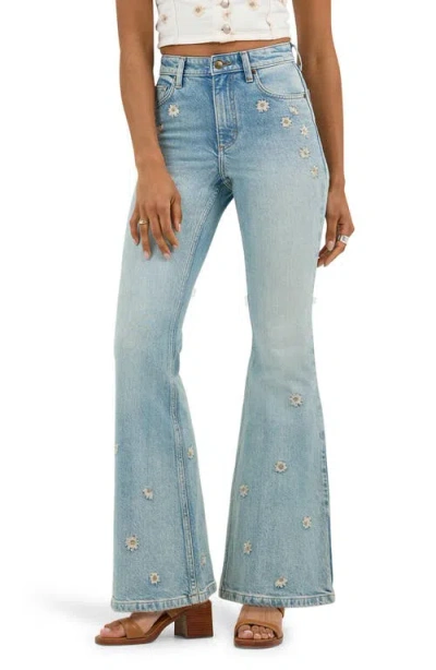 Lee Embroidered Wide Flare Leg Jeans In Miss Her