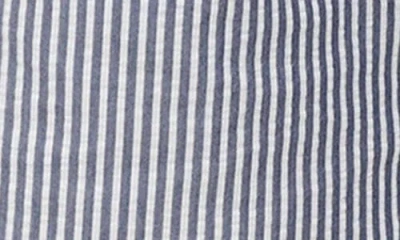 Mango Seersucker Swim Trunks In Dark Navy