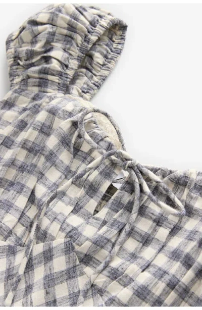 Next Gingham Cap Sleeve Midi Dress In Blue