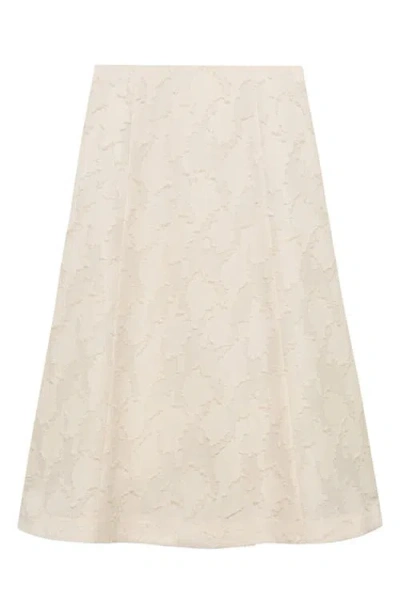 Mango Textured Flare Midi Skirt In Off White