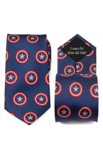 Cufflinks, Inc . Captain America Hidden Message Silk Blend Tie In Blue