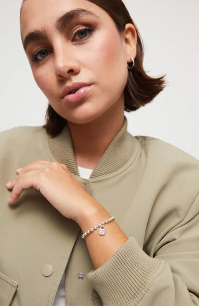 Unode50 Sterling Silver-plated Beaded Bracelet In Silver