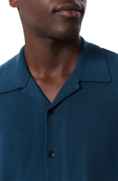 Rag & Bone Zuma Pointelle Short Sleeve Knit Camp Shirt In Mnlt