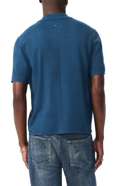 Rag & Bone Zuma Pointelle Short Sleeve Knit Camp Shirt In Mnlt