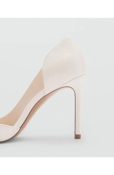Mango Half D'orsay Pointed Toe Pump In White