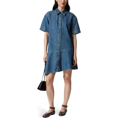 & Other Stories Asymmetric Denim Shirtdress In Blue Medium