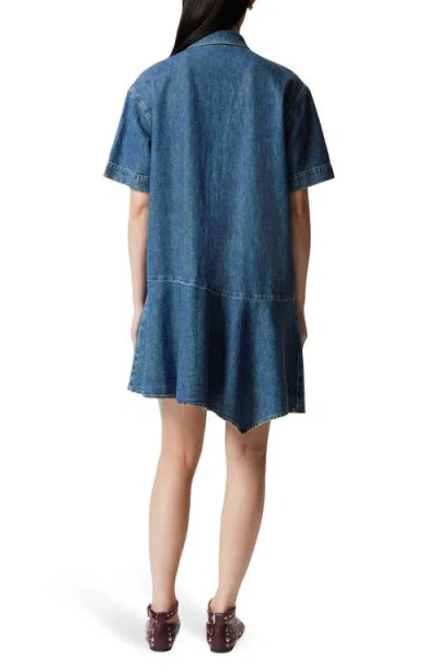 & Other Stories Asymmetric Denim Shirtdress In Blue Medium