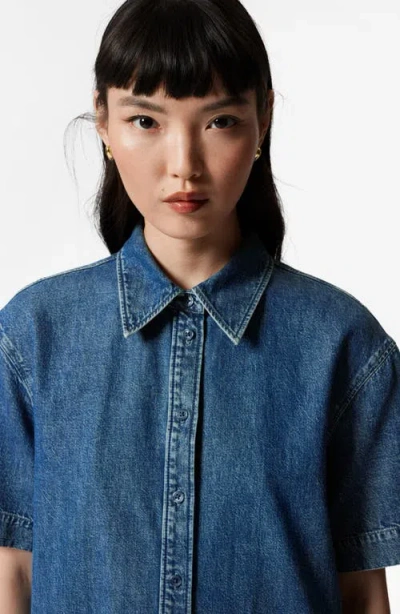 & Other Stories Asymmetric Denim Shirtdress In Blue Medium