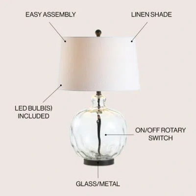 Jonathan Y Rae 26.5" Glass/metal Led Table Lamp In Clear/black
