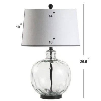 Jonathan Y Rae 26.5" Glass/metal Led Table Lamp In Clear/black