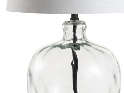Jonathan Y Rae 26.5" Glass/metal Led Table Lamp In Clear/black