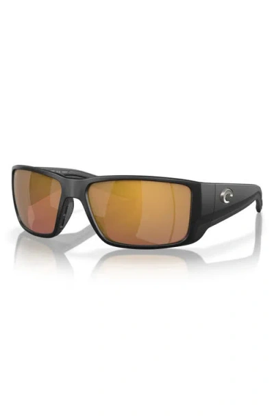 Costa Del Mar Fantail Pro 60mm Polarized Sunglasses In Matte Black/gold Mirror 580g