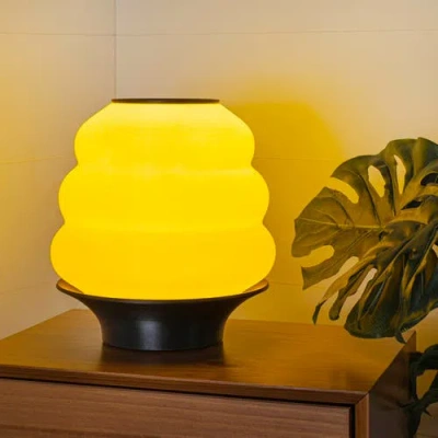 Jonathan Y Honey Pot 12in 3d-printed Dimmable Led Table Lamp In Yellow/black