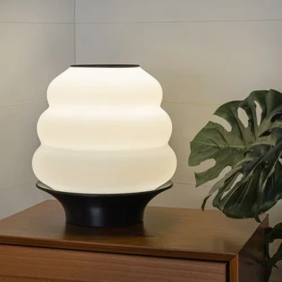 Jonathan Y Honey Pot 12in 3d-printed Dimmable Led Table Lamp In White/black
