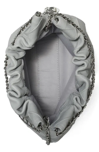 Tory Burch Fleming Mini Quilted Leather Hobo Bag In Gray