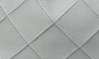 Tory Burch Fleming Mini Quilted Leather Hobo Bag In Gray